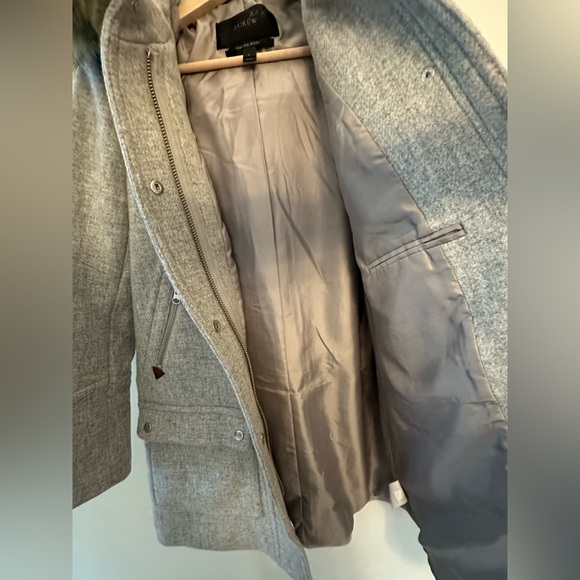 J. Crew Italian Wool Blend Pea Coat faux fur hood size 2 - Picture 4 of 9